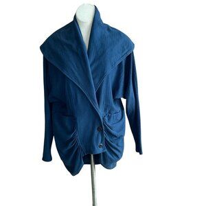 She Bible Blue Oversized Collar 100% Organic Cotton San Francisco Made Jacket